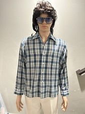 Vintage 1970  s JCPenny Men  s Plaid Long Sleeve Shirt Sz 15-15.5 Medium Disco