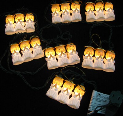 Vtg Hallmark 3 Praying Angels Xmas Tree 21 Light String Collector Series GE mold