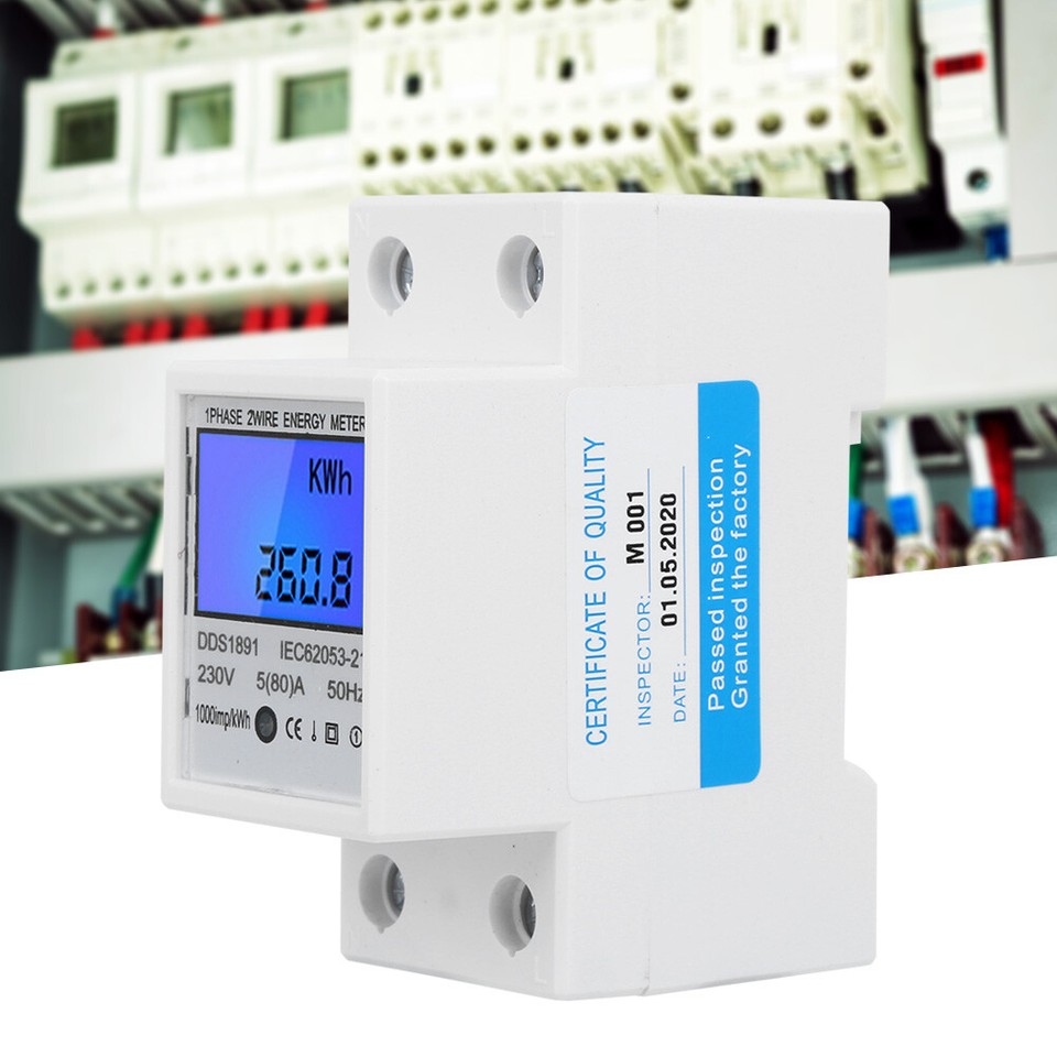 230V Din Rail Single Phase LCD Digital Power Consumption Energy