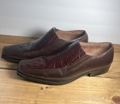 Giorgio Brutini 10M Loafer Brown Alligator Crocodile Print 