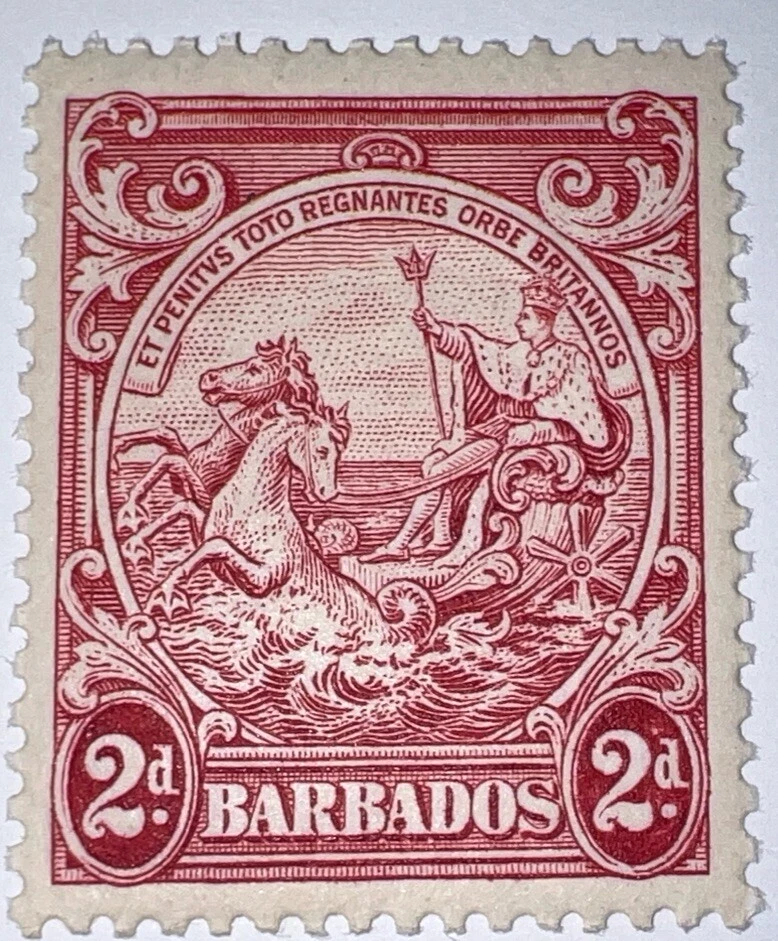 SELLOS DE VIAJE: SELLOS DE BARBADOS 1938-47 SG# 250, 2d, SELLO DE LA COLONIA 13 1/2 x 13 Foto 3 de 4
