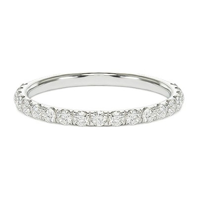 0.65 ct tw F/VS-2 Round Brilliant Diamond Pave Set Wedding Band 14K ...