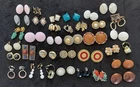 35 Pair Clip On Earrings Lot Costume Jewelry Vtg Retro