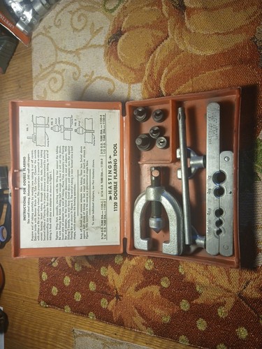 Hastings 1120 Double Flaring Tool Kit 3/16-1/2 in Pipe Sizes 45° K-D AND SNAP-ON