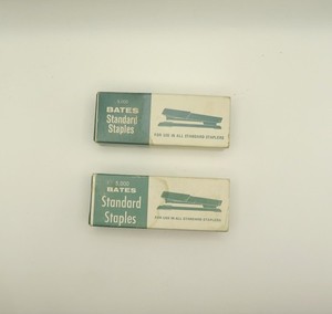 2 Vintage Box of Bates Standard Staples. Made In USA