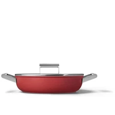 Smeg 4-Quart 11" Non-Stick Skillet Deeppan with Lid - Red