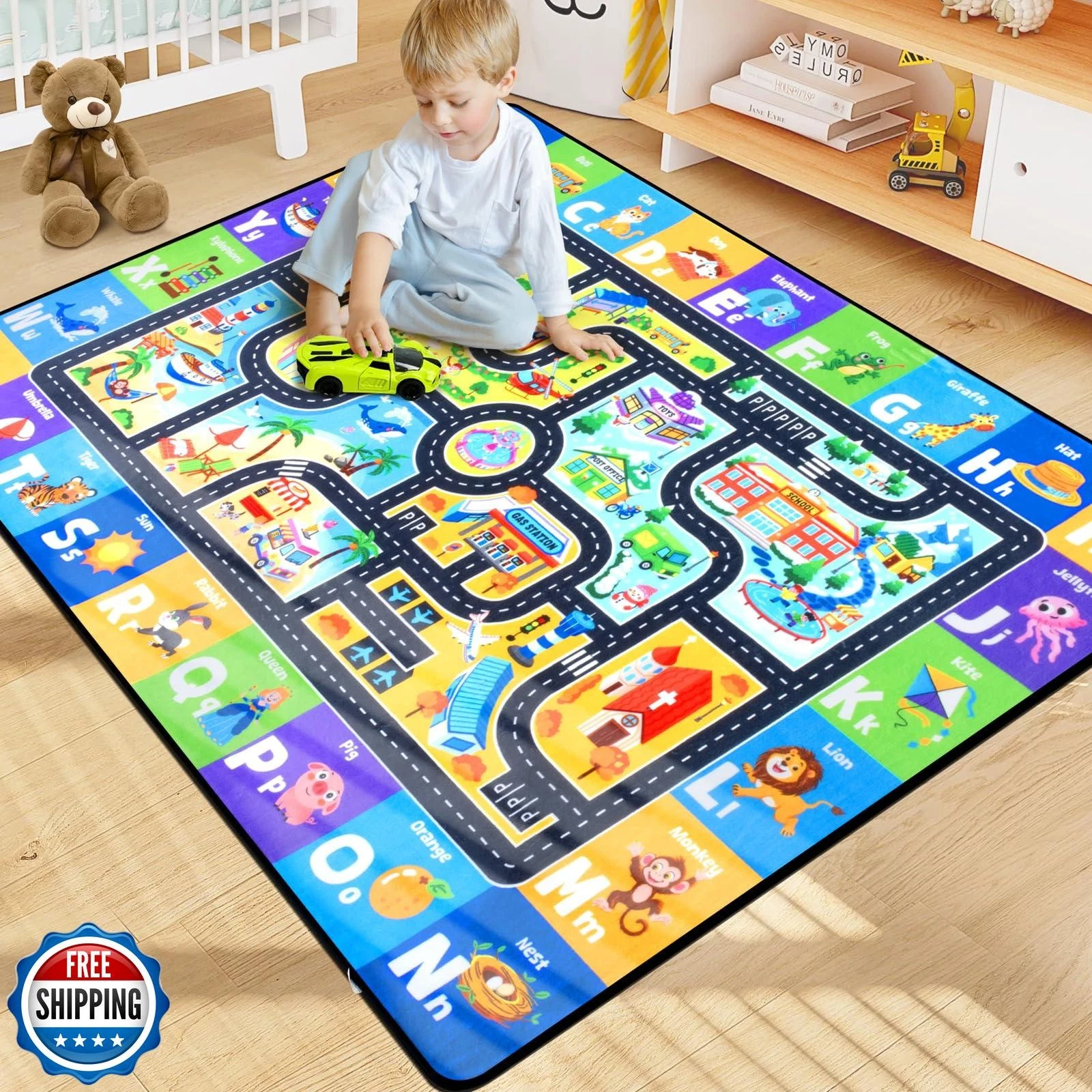 Diysani ABC Rug, Toddler Play Mat, Extra Thick (0.4in) Washable Baby Play Mat