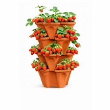 Stackable Vertical Garden Planter - 4 Tier System for Herbs, Strawberries & Vegg