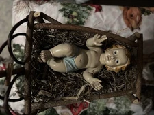 Vintage Baby Jesus In Manger 9inches Long Christmas Nativity