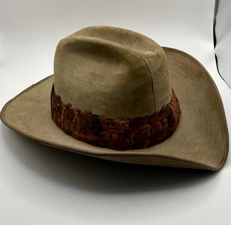 Sombrero de Vaquero Stetson Vintage Años 60 Ala Ancha Western con Banda de Plumas de Faisán EE. UU. Foto 2 de 4