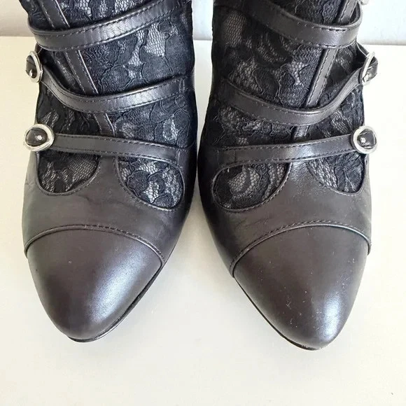 Botines de aguja de encaje negro de diseñador vintage JUST CACALLI, TALLA 38 Foto 3 de 4