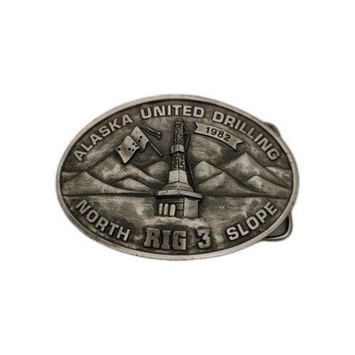 Rare 1982 Pipeline Alaska United Drilling North Slope Rig 3 Belt Buckle