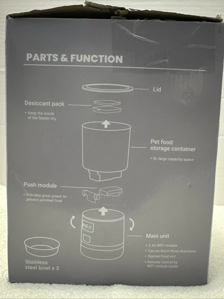 VACQUEEN 3 Bowls Smart Pet Feeder WiFi Auto Food Dispenser for Multiple Pets** - Image 2 of 4