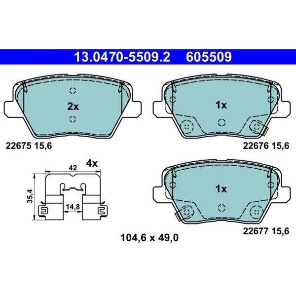 ATE 13.0470-5509.2 Bremsbelagsatz FüR Hyundai KIA I30 I30 Fastback Ceed Xceed-image