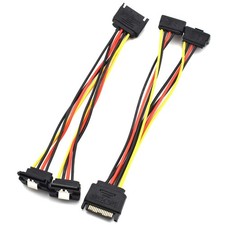 SDTC Tech 15 Pin SATA Power Splitter 1 to 2 right angle, black red and yellow