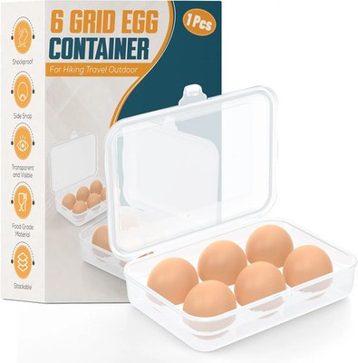 Egg Holder Camping 1Pcs 6 Grid Egg Container Plastic Egg Carrier for Camping Tra