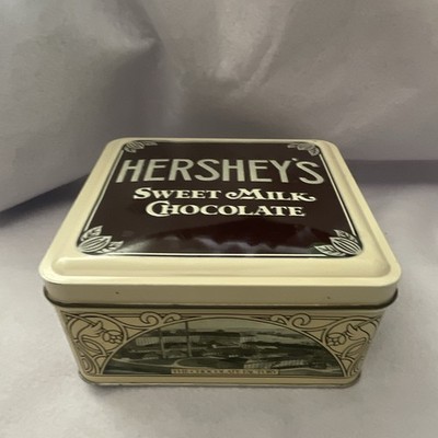 Hershey's Sweet Milk Chocolate Advertising Tin Brown/Cream Candy & Nuts Theme