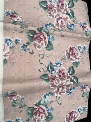 LAST ONE Vtg Daisy Kingdom Pink Painted Roses Fabric 3 Yds Fabric