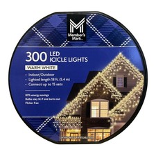 Member's Mark LED Icicle Lights, 300 Count, 18' Lighted Length, Flicker-Free