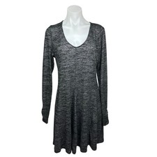 Hollister Dark Gray Jersey Long Sleeve Scoop Neck Fit & Flare Sweater Dress Sz L