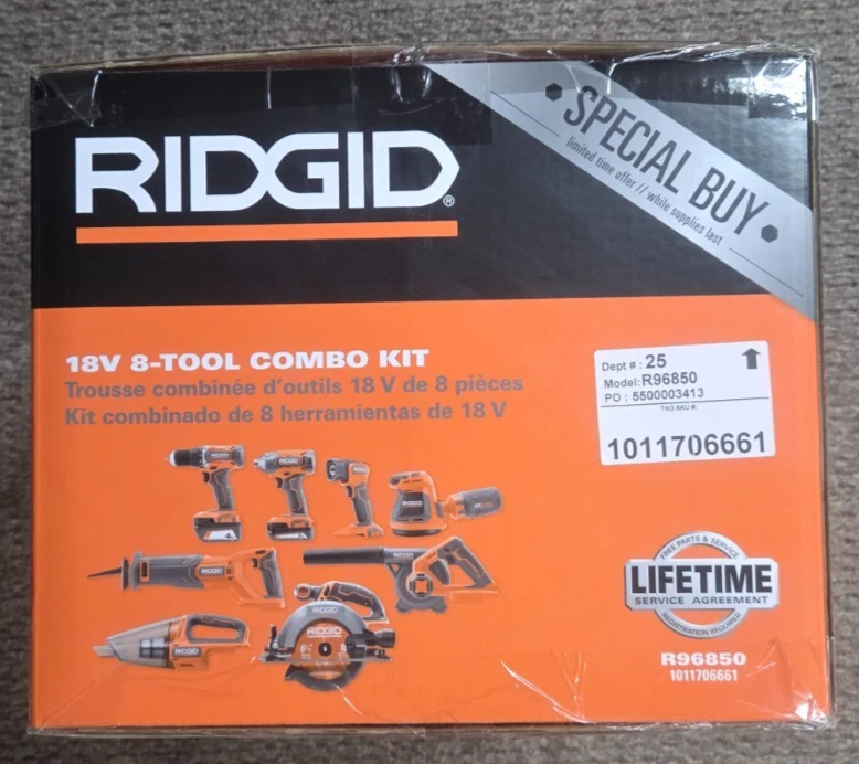 Ridgid 18V 8-Tool Combo Kit R96850 BRAND NEW - Image 3 of 4