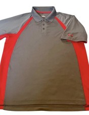 Under Armour HeatGear Men s L Gray/Red Colorblock Short Sleeve Button Polo