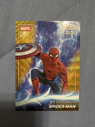 2025 Topps Chrome Marvel Spider-Man Gold Sapphire Refractor /50 #61 Peter Parker