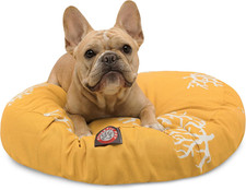 Cozy Yellow Coral Round Pet Dog Bed with Washable Cover - Indoor/Outdoor Use