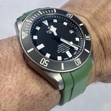 22mm GREEN Caoutchouc rubber Strap TUDOR Pelagos Watch FKM PLEASE READ DETAILS