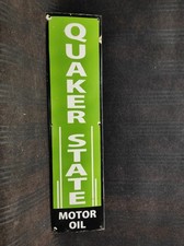 Porcelain Quaker State Motor Oil Enamel Metal Sign Plate Size 40 X 10 Inches