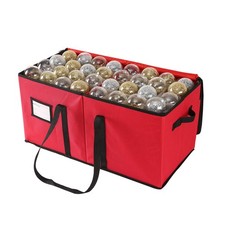 Christmas Ornament Storage Box with Dual Zipper Closure - Contributes Slots