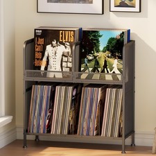 Vinyl Record Storage with 2 Tier, Record Holder Up to 260 Albums, Vintage Rec...