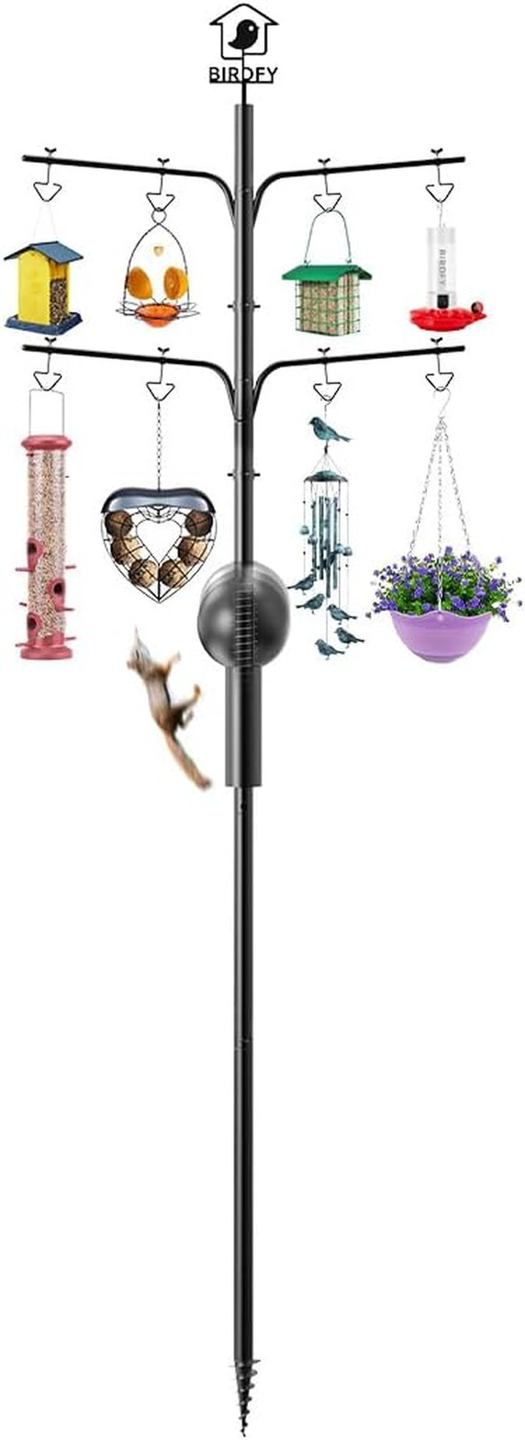 Pole With Effective Squirrel Baffle, 108 Inch Rust-proof Pole Ki