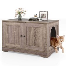 Cat Litter Box Enclosure Furniture w/Double Doors Divider Side Entry for Cats