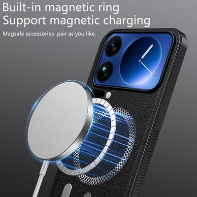 For Xiaomi 17 Pro Max Shockproof Phone Case Retro Leather Wireless Charge Cover