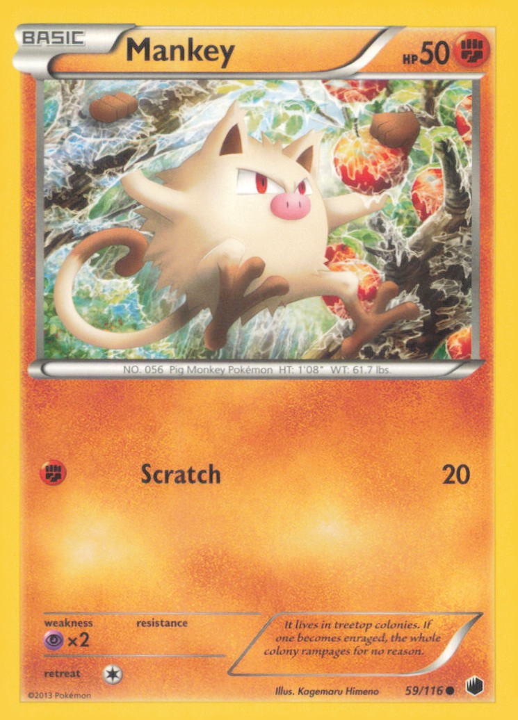 MANKEY 59/116 COMMON PLASMA FREEZE POKEMON NEAR MINT