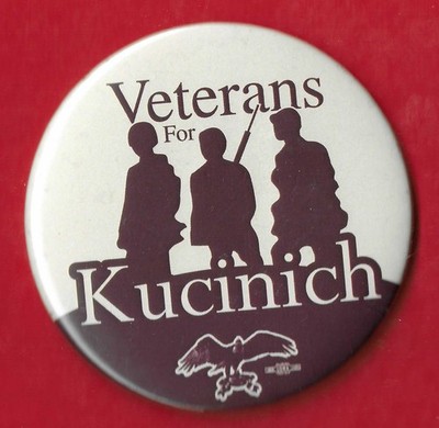 2008 Dennis Kucinich - 3''/ ''Veterans'' Presidential Hopeful Campaign Button(Pin2)