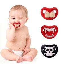 Funny Baby Pacifiers,Funny Pacifiers for Skull Teeth Vampire Pacifier-3pcs
