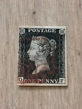 GB 1840 Used Penny Black Stamp OF Red Maltese Cross (30918)