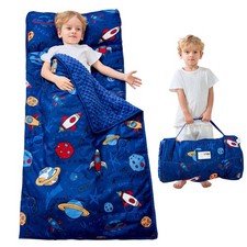 Toddler Nap Mat with Pillow and Blanket, Extra Large Rolled Napping Mats,Slum...