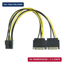 Dual SATA to 8 Pin 6 2 Pin Video Card GPU Power Supply Cable 8.6inch 22cm 1 P