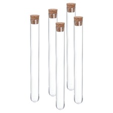 PATIKIL 15ml Plastic Test Tubes with Cork Stoppers, 5Pcs 150x16mm