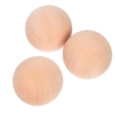 3Pcs Unfinished Wood Balls Natural Solid Wooden Craft for Decor Use