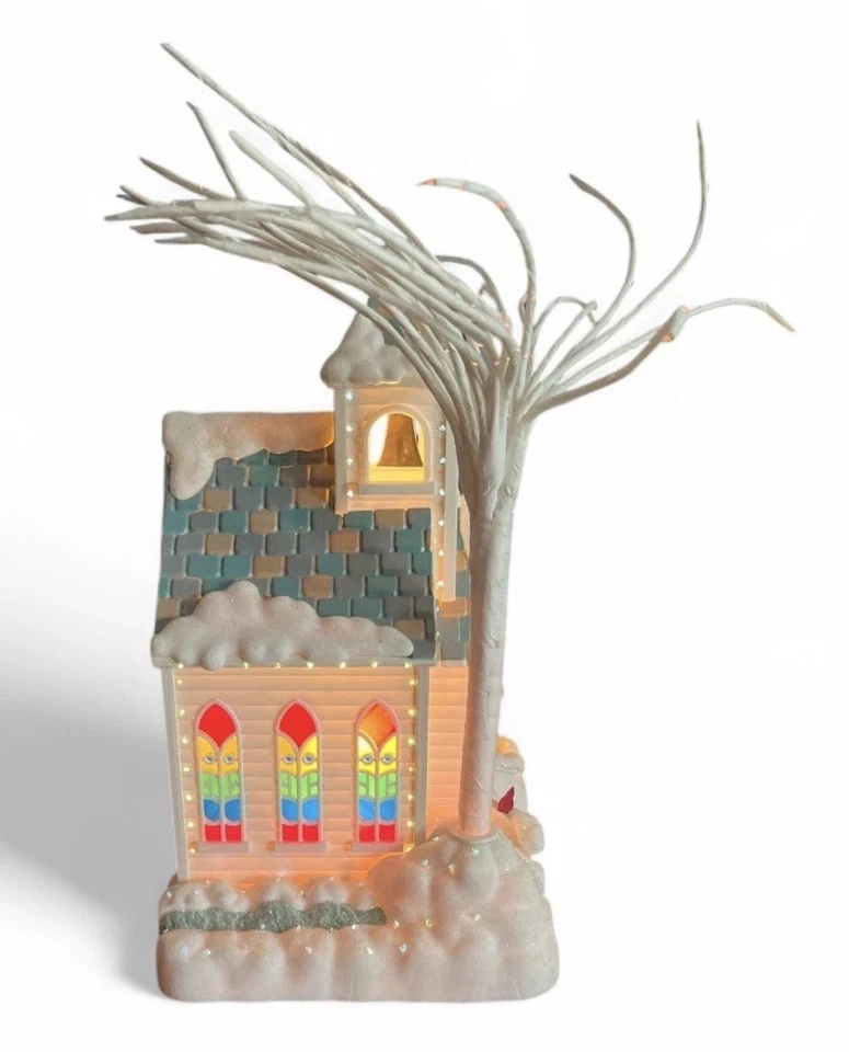 Batería de fibra óptica Avon Holiday Splendor 2001 vintage o pesebre de iglesia enchufable  Foto 3 de 4