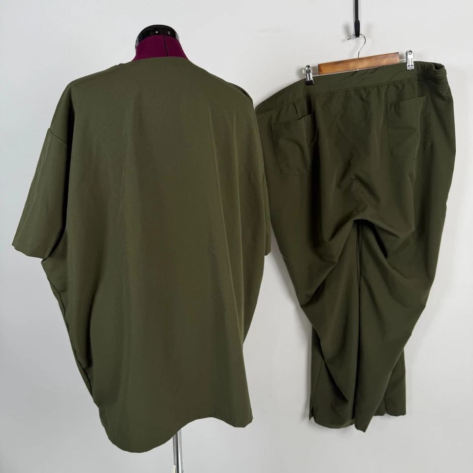 Mandala Scrub Set  Sz 4XL Olive Green Drawstring Pockets Medical Nursing Flaw - Image 3 of 4