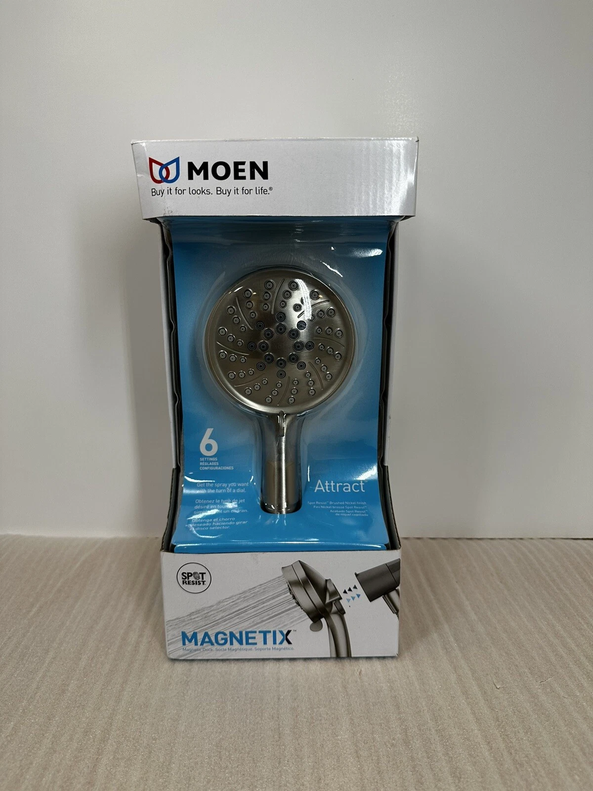 Moen 26000SRN Attract 6-Spray Wall Mount Showerhead - Spot Resist Brushed Nickel