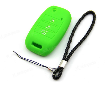 Green Silicone Case Cover Fit For Kia K3 K5 Carens Remote Flip Key 3 Button K3EG