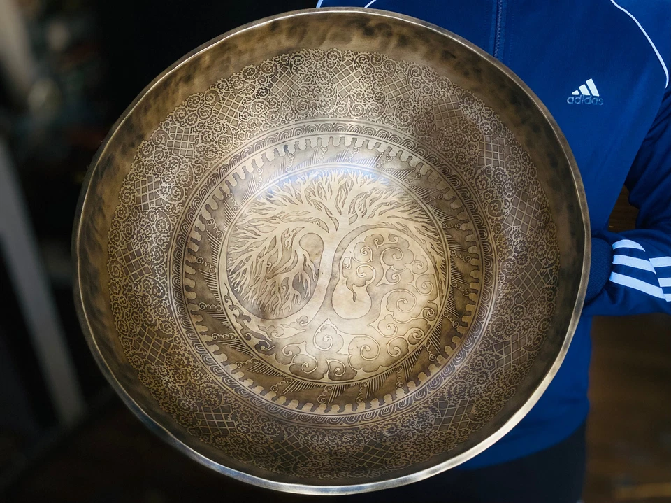 12-24" Extra Grande Árbol de la Vida Sanación Sonido Terapia de Pie Cuenco para Cantar- Foto 3 de 4