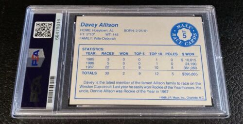 PSA 10 Davey Allison Rookie Card 1988 Maxx Charlotte #5 NASCAR Car Racing RC - Picture 2 of 2