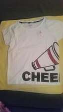 Justice Cheer Shirt Short Sleeve White With Pink Sparkle Size 8 NWT